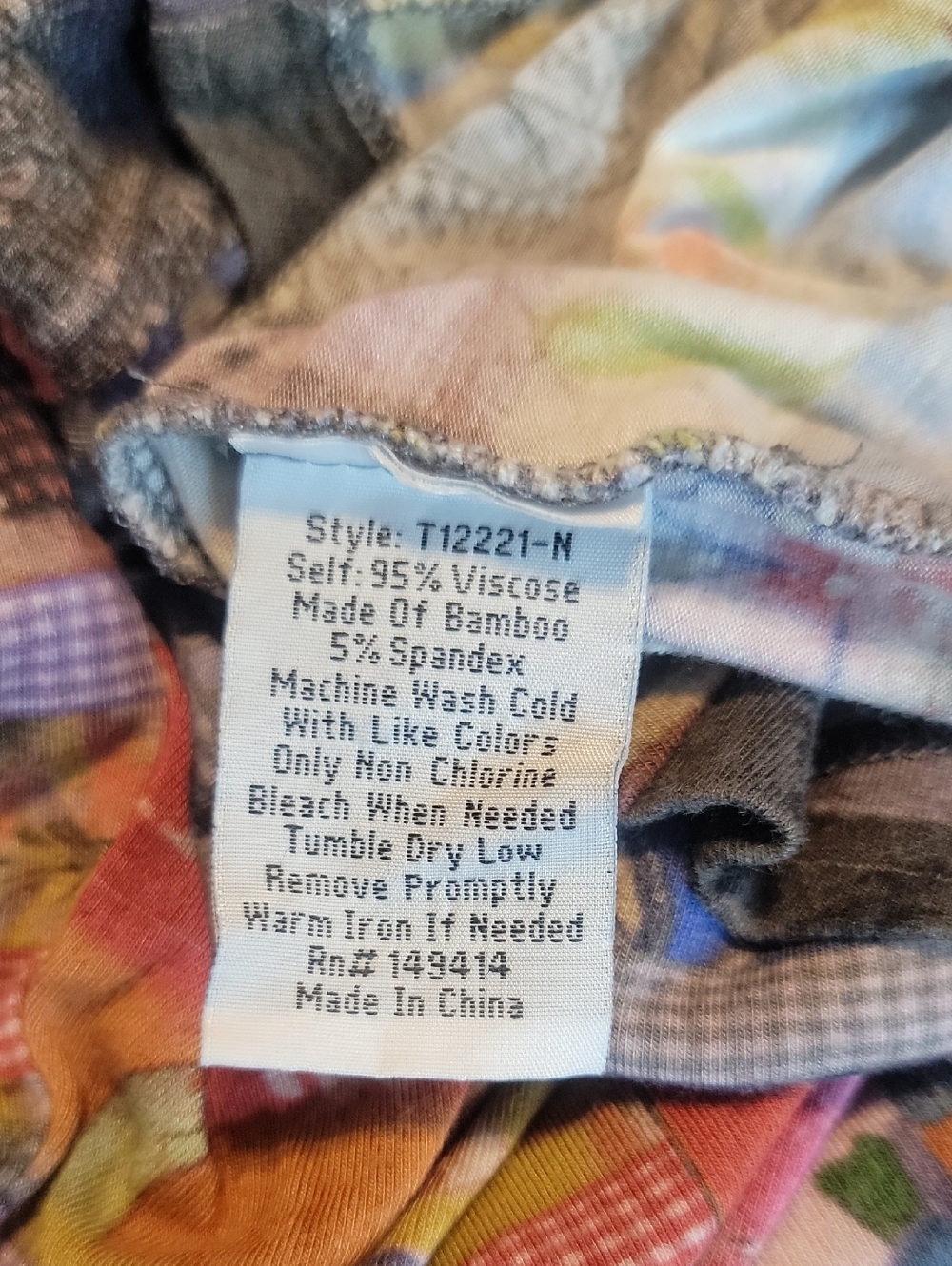 Johnny Was Sonnet patchwork puff sleeve top Shirt mixed print boho round neck L - Picture 5 of 5